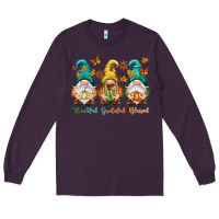 Plum Thankful grateful blessed Long Sleeve Tee - NancyCooperArtShop