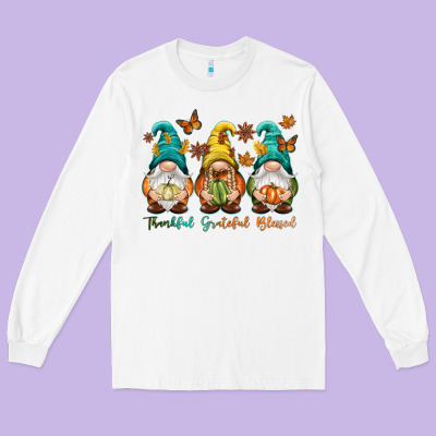 Thankful Grateful Blessed Long Sleeve Tee Designed By Nancycooperartshop