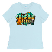 Baby Blue camping life Ladies Tee - NancyCooperArtShop