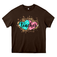 Chocolate Brown heart teacher Heavy Core Tee - MaliasSmallBusiness