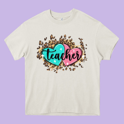 Heart Teacher Heavy Core Tee Designed By Maliassmallbusiness