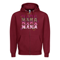 Burgundy Mama mama mama mama Mother's Day Zipper Hoodie - FaDigitalArtStudio