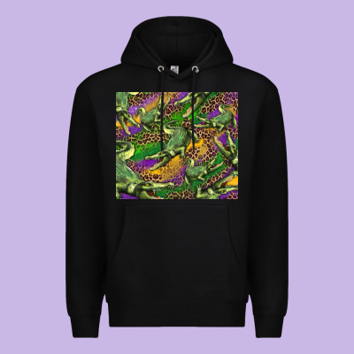 Mardi Gras Louisiana Crocodile Leopard Premium Hoodie Designed By Ranaportraitstore