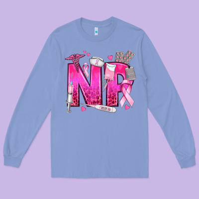Breast Cancer Np Nurse Practitioner Long Sleeve Tee Designed By Texasbilliewilder