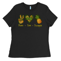 Black Peace Love Pineapple Ladies Tee - Jasminsmagicworld