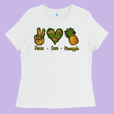 Peace Love Pineapple Ladies Tee Designed By Jasminsmagicworld