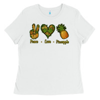 White Peace Love Pineapple Ladies Tee - Jasminsmagicworld