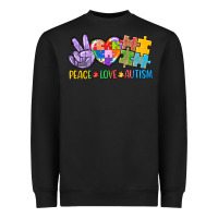 Black Peace love Autism Heavyweight Sweatshirt - CowGirlArtShop