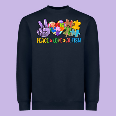 Peace Love Autism Heavyweight Sweatshirt Designed By Cowgirlartshop