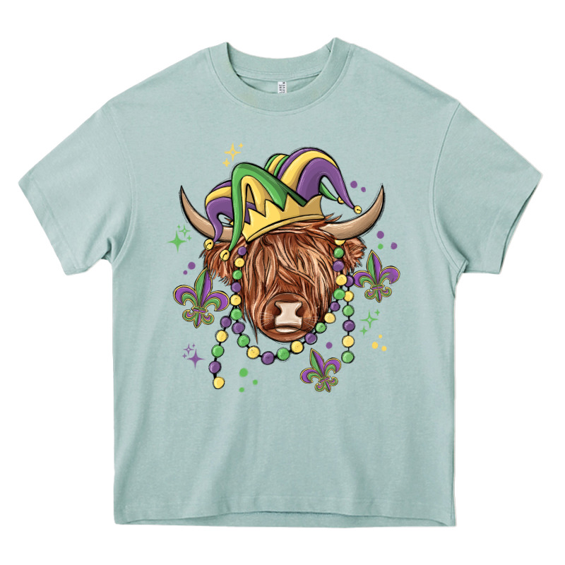 Mardi Gras Cow Heavy Core Tee by MaliasSmallBusiness | Teevron