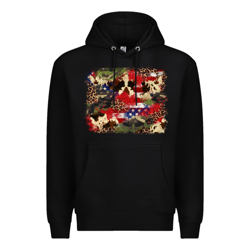 4th Of July American Flagcowhide  Leopard Backgrou Premium Hoodie by FaDigitalArtStudio | Teevron