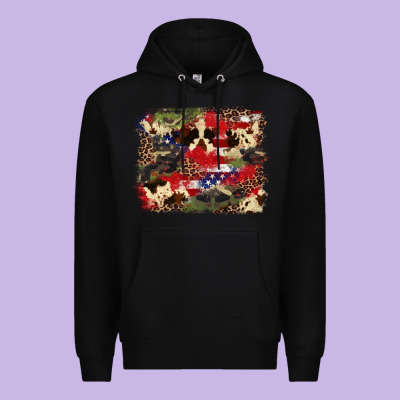 4th Of July American Flagcowhide  Leopard Backgrou Premium Hoodie Designed By Fadigitalartstudio