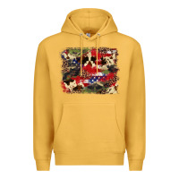 Mustard 4th of july american flagcowhide  leopard backgrou Premium Hoodie - FaDigitalArtStudio