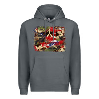 Rock 4th of july american flagcowhide  leopard backgrou Premium Hoodie - FaDigitalArtStudio