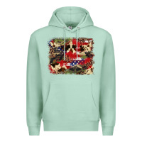 Seafoam 4th of july american flagcowhide  leopard backgrou Premium Hoodie - FaDigitalArtStudio