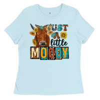 Baby Blue just a little moody with cow Ladies Tee - NancyCooperArtShop