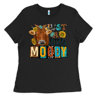 Black just a little moody with cow Ladies Tee - NancyCooperArtShop