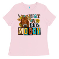 Bubblegum Pink just a little moody with cow Ladies Tee - NancyCooperArtShop
