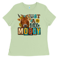 Just A Little Moody With Cow Ladies Tee | Teevron