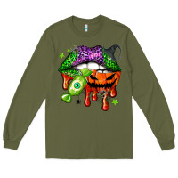 Army Green Halloween lips Long Sleeve Tee - NancyCooperArtShop
