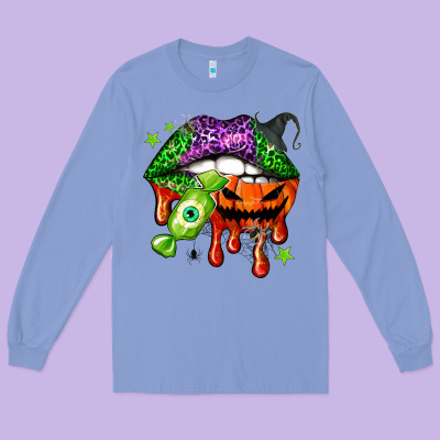 Halloween Lips Long Sleeve Tee Designed By Nancycooperartshop