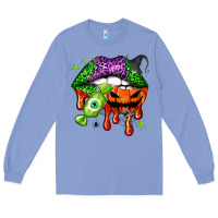Colony Blue Halloween lips Long Sleeve Tee - NancyCooperArtShop
