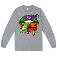 Heather Grey Halloween lips Long Sleeve Tee - NancyCooperArtShop