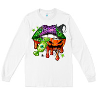 White Halloween lips Long Sleeve Tee - NancyCooperArtShop