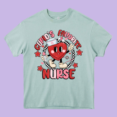 Cupids Favorite Nurse Heavy Core Tee Designed By Maliassmallbusiness