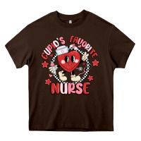 Chocolate Brown cupids favorite nurse Heavy Core Tee - MaliasSmallBusiness