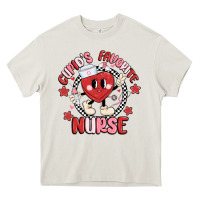 Cream cupids favorite nurse Heavy Core Tee - MaliasSmallBusiness