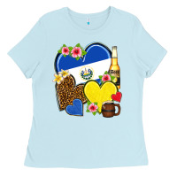 Baby Blue el salvador hearts Ladies Tee - NancyCooperArtShop