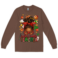 Chestnut santa's favorite teacher afro messy bun Long Sleeve Tee - texasbilliewilder