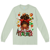 Matcha santa's favorite teacher afro messy bun Long Sleeve Tee - texasbilliewilder