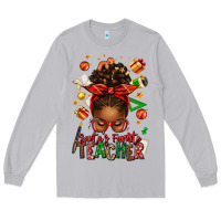Moon Dust santa's favorite teacher afro messy bun Long Sleeve Tee - texasbilliewilder