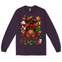Plum santa's favorite teacher afro messy bun Long Sleeve Tee - texasbilliewilder