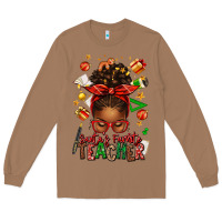 Toasted Coconut santa's favorite teacher afro messy bun Long Sleeve Tee - texasbilliewilder
