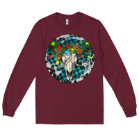 Burgundy Bull Skull Christmas Long Sleeve Tee - RanaPortraitStore