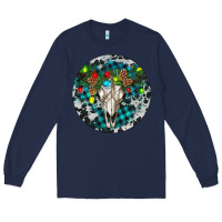 Navy Bull Skull Christmas Long Sleeve Tee - RanaPortraitStore