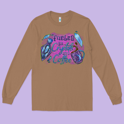 Fueled By Crystals And Coffee Halloween Long Sleeve Tee Designed By Nancycooperartshop