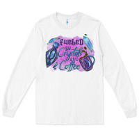 White Fueled by crystals and coffee halloween Long Sleeve Tee - NancyCooperArtShop