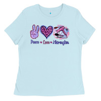 Baby Blue Peace Love Hairstylist Ladies Tee - Jasminsmagicworld