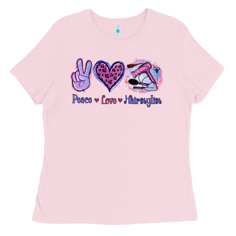 Peace Love Hairstylist Ladies Tee by Jasminsmagicworld | Teevron