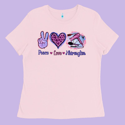 Peace Love Hairstylist Ladies Tee Designed By Jasminsmagicworld