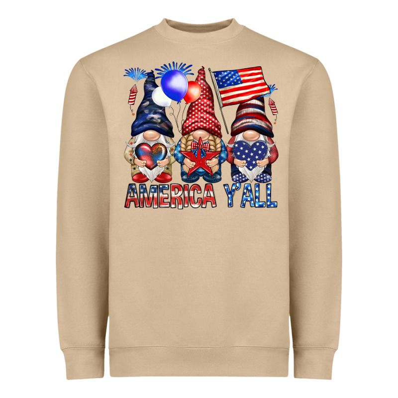 America Y'all With Gnomies Heavyweight Sweatshirt by HowdyJamesFarm | Teevron