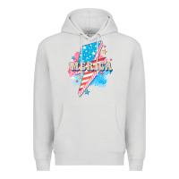 Dove Grey Merica leopard lightning bolt Premium Hoodie - FaDigitalArtStudio