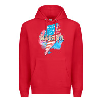 Red Merica leopard lightning bolt Premium Hoodie - FaDigitalArtStudio