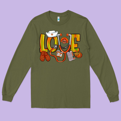Thanksgiving Love Nurse Long Sleeve Tee Designed By Nancycooperartshop