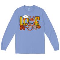 Colony Blue Thanksgiving love Nurse Long Sleeve Tee - NancyCooperArtShop