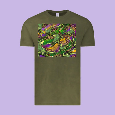 Mardi Gras Louisiana Crocodile Leopard Vintage Tee Designed By Ranaportraitstore